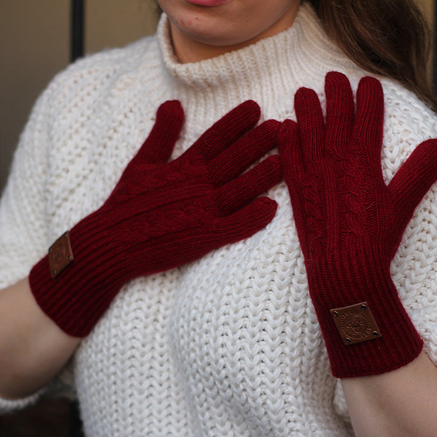 deep red Luxurious Cashmere Gloves for Women
