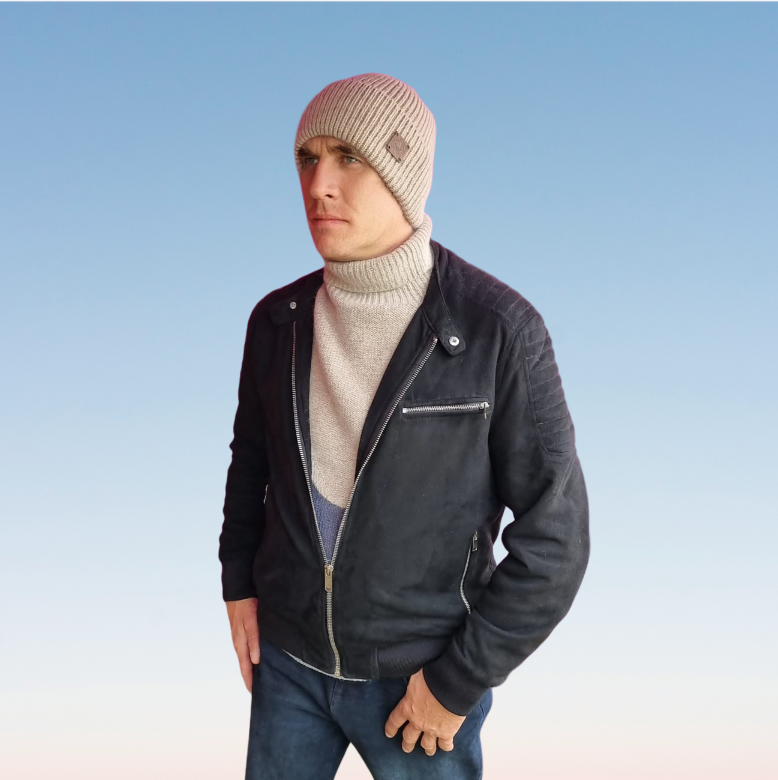 brown Men’s Winter Cashmere Hat and Neck Warmer Set – Soft Warm Beanie & Snood Gift for Him, Cozy 2-Piece Cold Weather Accessory