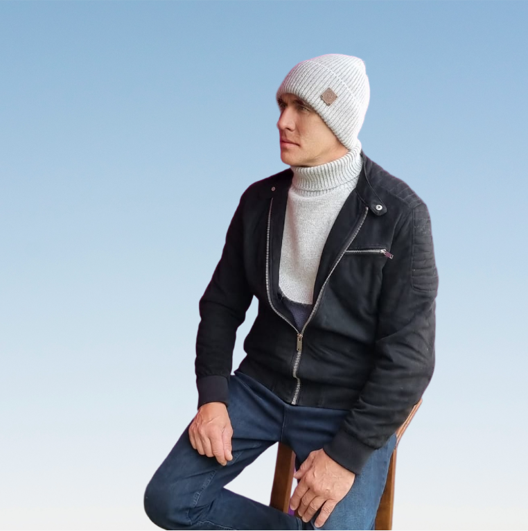 grey Men’s Winter Cashmere Hat and Neck Warmer Set – Soft Warm Beanie & Snood Gift for Him, Cozy 2-Piece Cold Weather Accessory