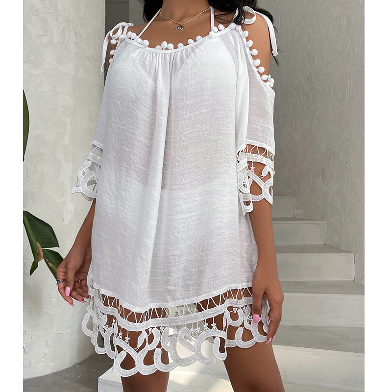 White Short Embroidered Beachwear - Stylish Summer Attire