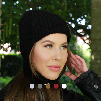 Bonnet pour femme en cachemire avec cache-oreilles
