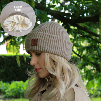 100% Mulberry Silk Lined Cashmere Hat