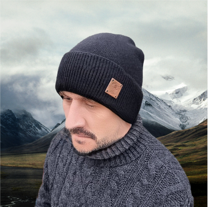 Kaschmir-Mütze, Herren Winter-Doppelschicht-Kaschmir-Beanie, Geschenk für ihn