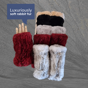 Luxurious Natural Rabbit Fur Knit Fingerless Gloves for Women – Perfect Winter Gift for Her