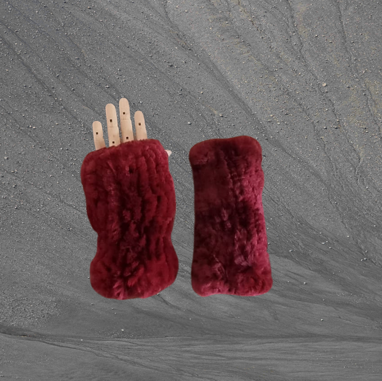 Gants sans doigts en fourrure de lapin naturelle luxueuse pour femmes – Cadeau d'hiver parfait pour elle