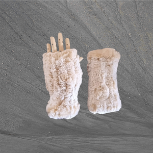 Luxurious Natural Rabbit Fur Knit Fingerless Gloves for Women – Perfect Winter Gift for Her