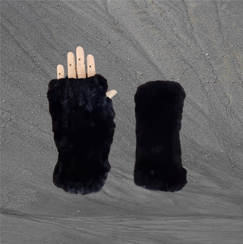 Gants sans doigts en fourrure de lapin naturelle luxueuse pour femmes – Cadeau d'hiver parfait pour elle