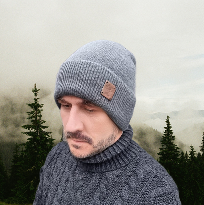 Kaschmir-Mütze, Herren Winter-Doppelschicht-Kaschmir-Beanie, Geschenk für ihn