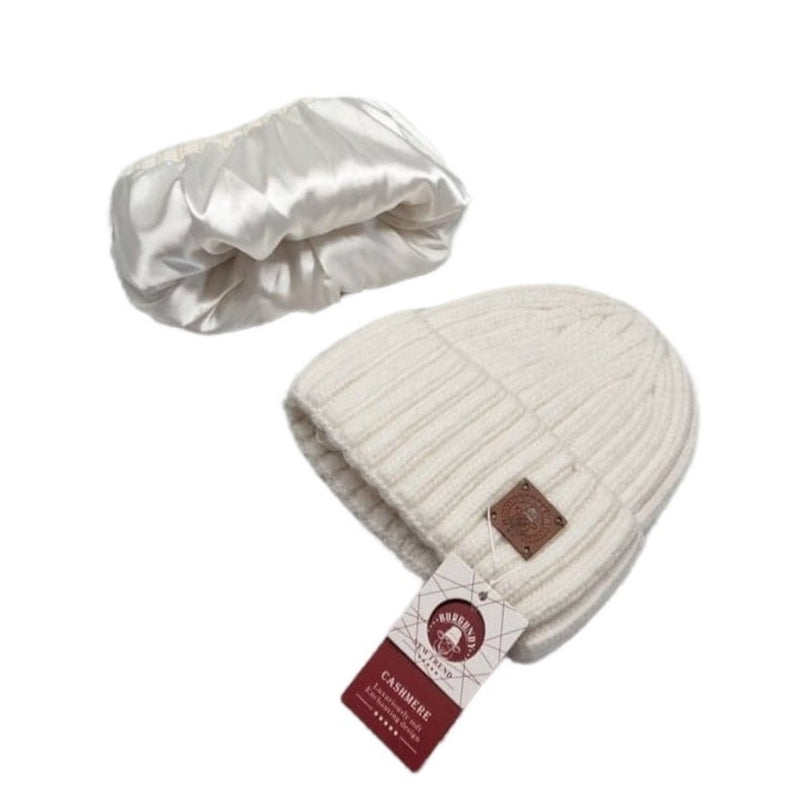 Cashmere silk lining beanie, Kids cashmere silk lining hat, Warm girls cashmere beanie hat,