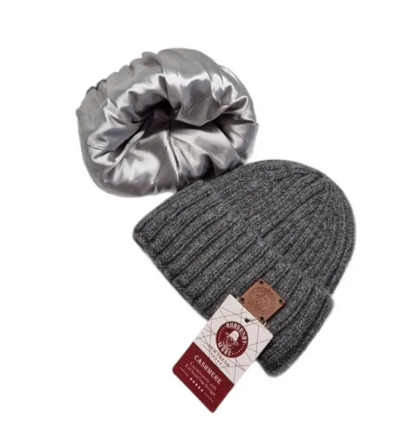 Kasjmirlue med silkefôr i mindre størrelse til dame