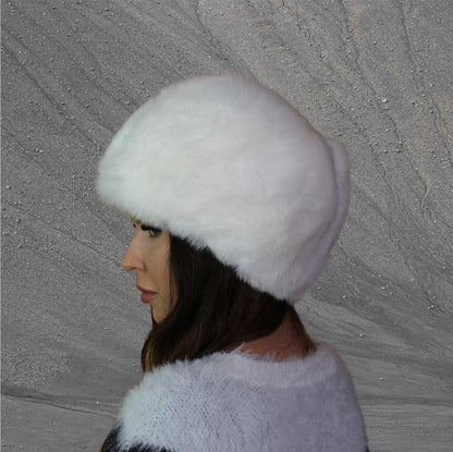 White Natural Fox Fur Women's Hat