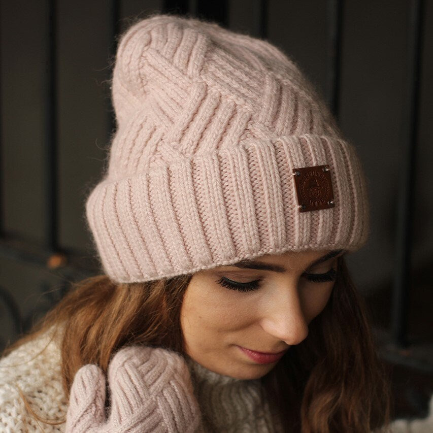 pink Luxurious Cashmere Hat | Women's Knit Beanie | Perfect Gift for Her