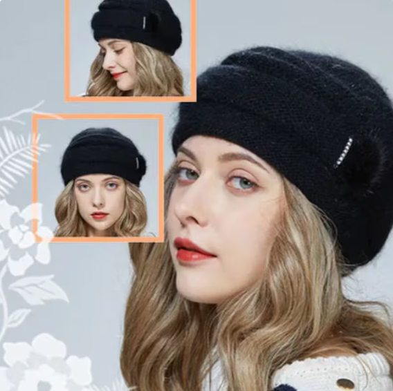 black Women’s Double-Layer Angora Wool Hat