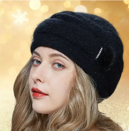 black Women’s Double-Layer Angora Wool Hat