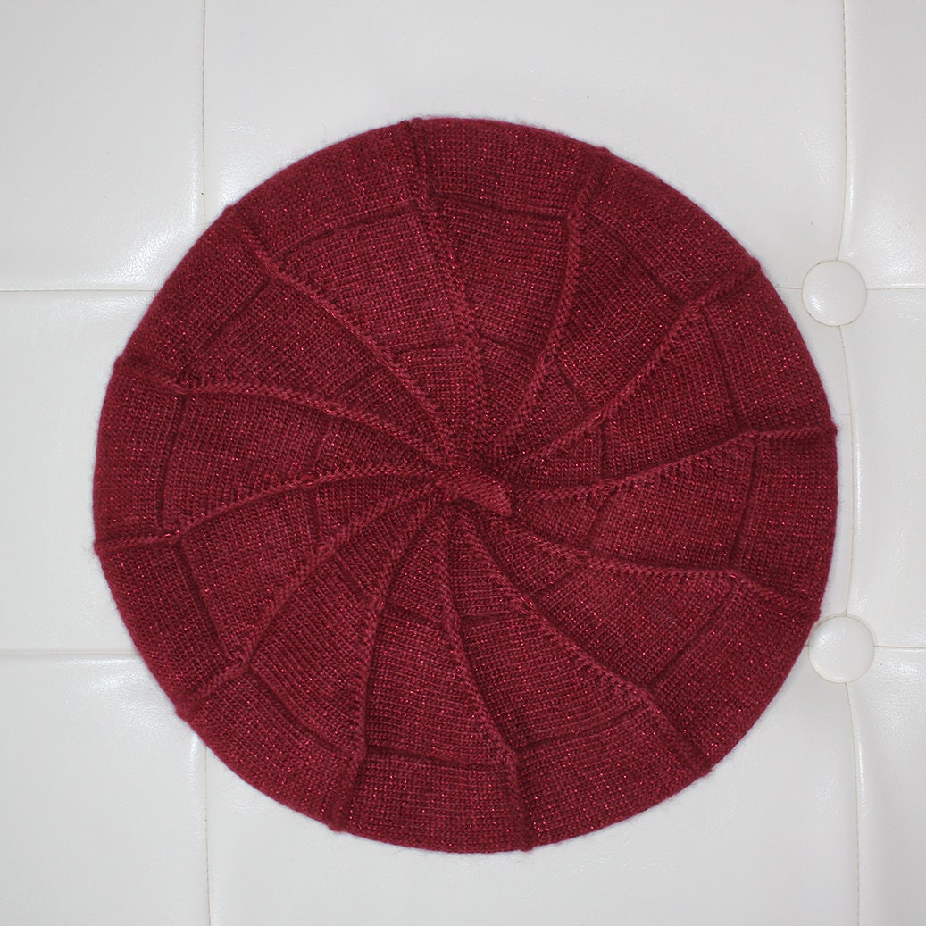 burgundy Women’s Sparkly Cashmere Beret