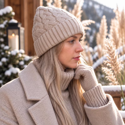 light brown Women's winter cashmere hat