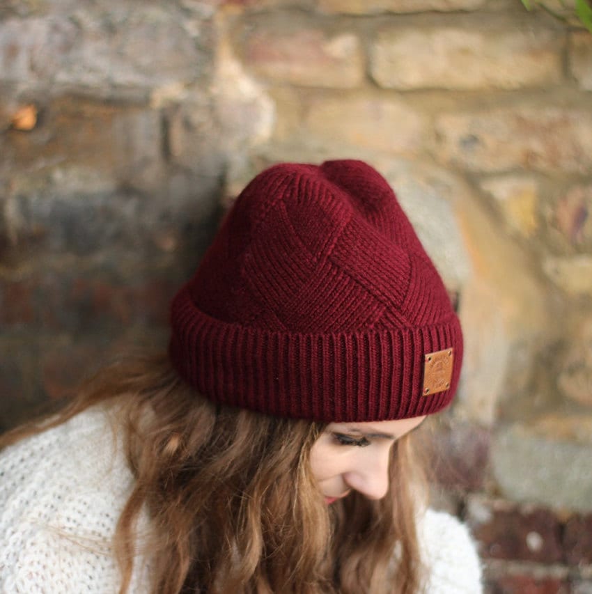 burgundy  Women's winter cashmere hat