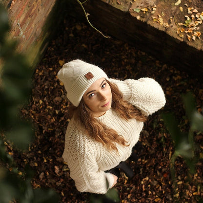 white Women's winter cashmere hat