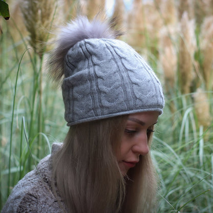 grey Women's winter cashmere slouchy hat