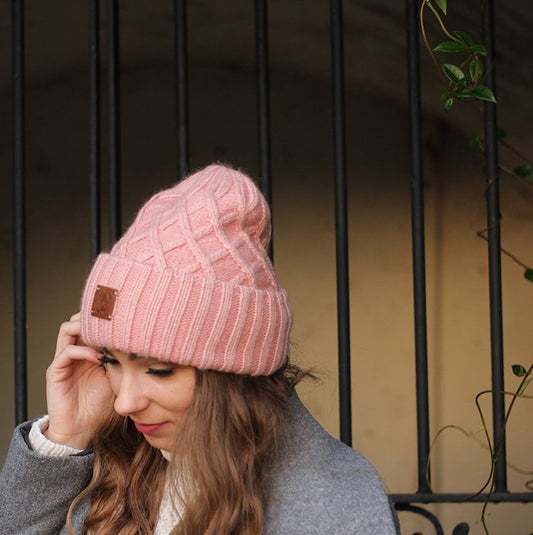 pink Women's winter warm thick  cashmere hat