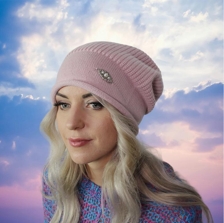 pink Women's winter woolen slouchy hat