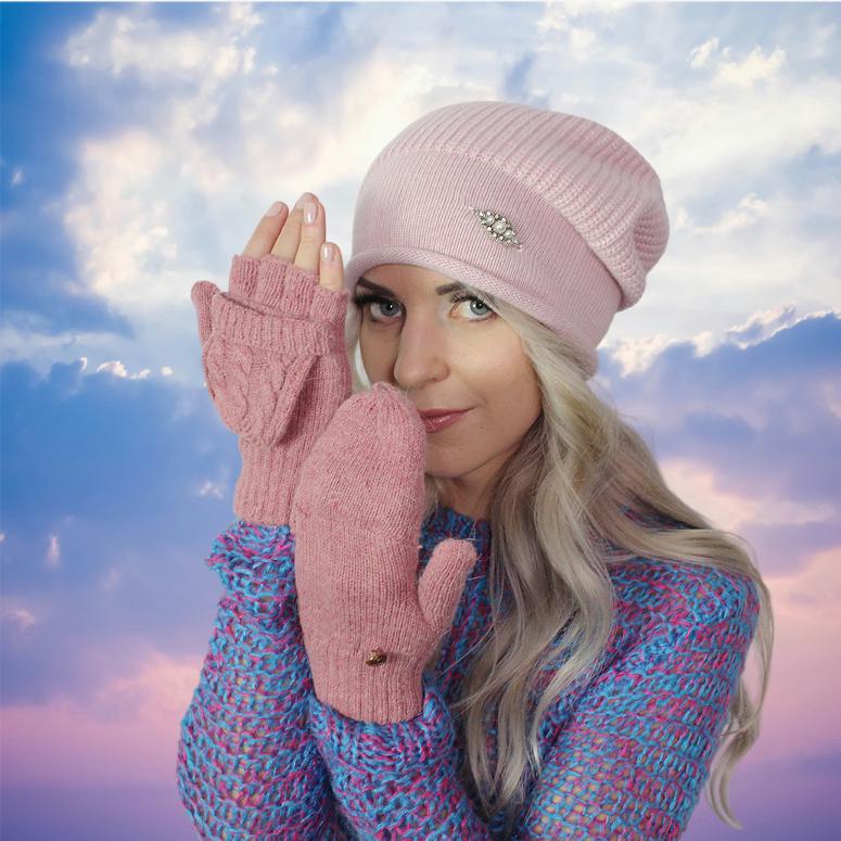 pink Women's winter woolen slouchy hat