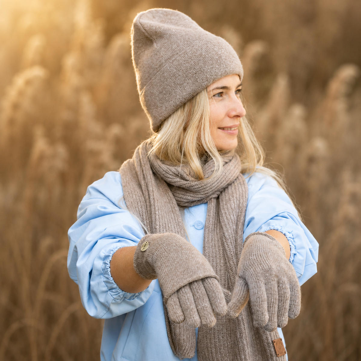Women’s Cashmere 2-in-1 Gloves – Fingerless & Full Finger Winter Gloves, Soft Warm Knit Gloves, Gift for Her