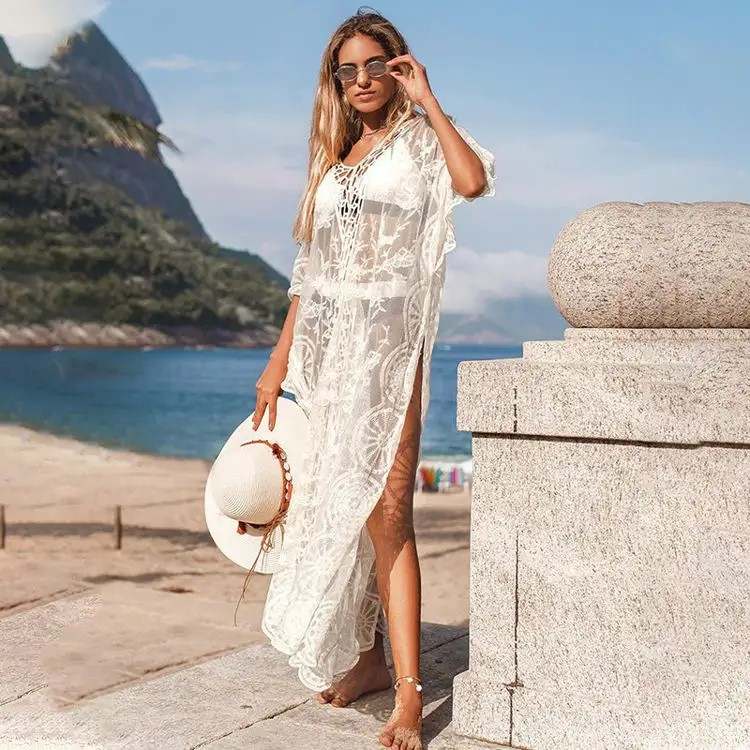 Elegant Women's White Tulle Beachwear - Shop Now for Chic Summer Style