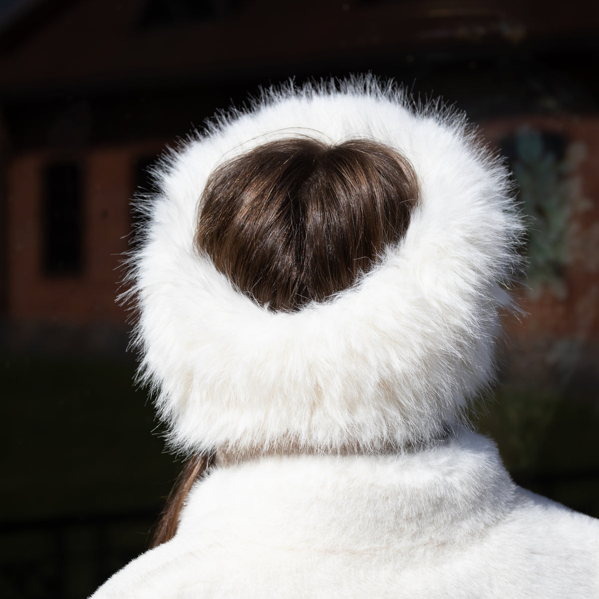 white Faux Fur Headband – Wool Lined