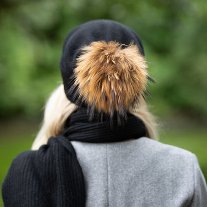black Women’s Double-Layer Cashmere Beanie – 2-in-1 Style