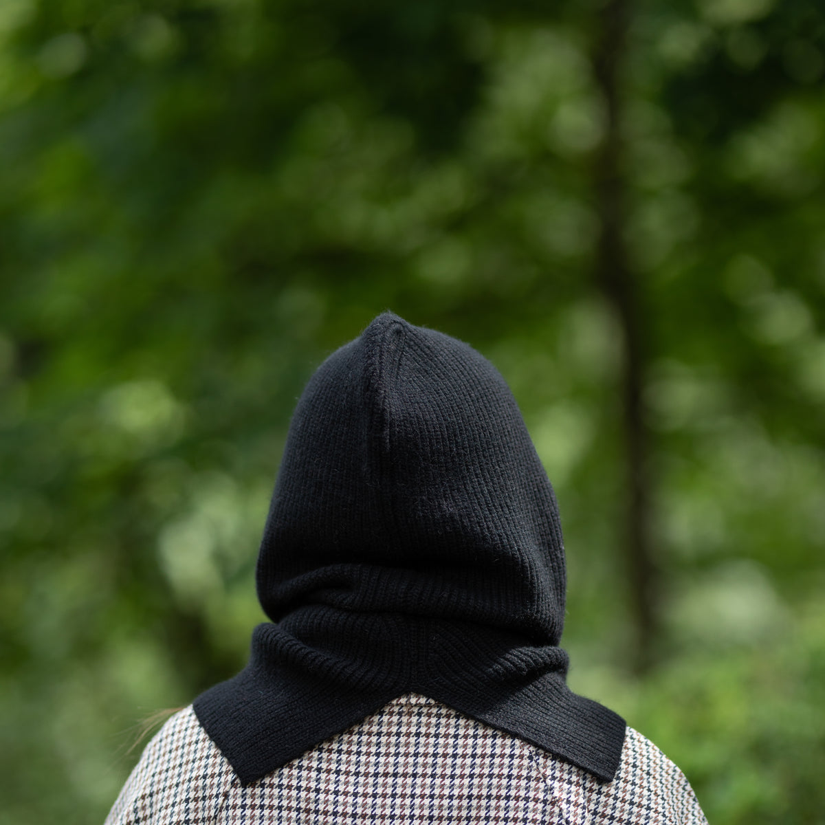 black Cashmere Winter Balaclava – Women’s Oversized Hood Hat