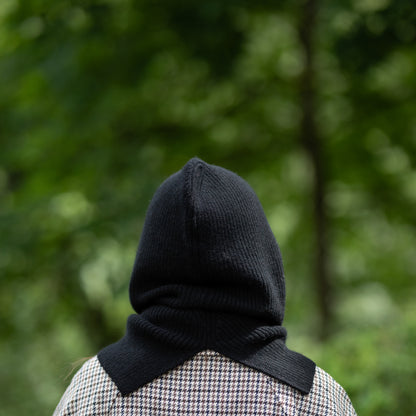black Cashmere Winter Balaclava – Women’s Oversized Hood Hat
