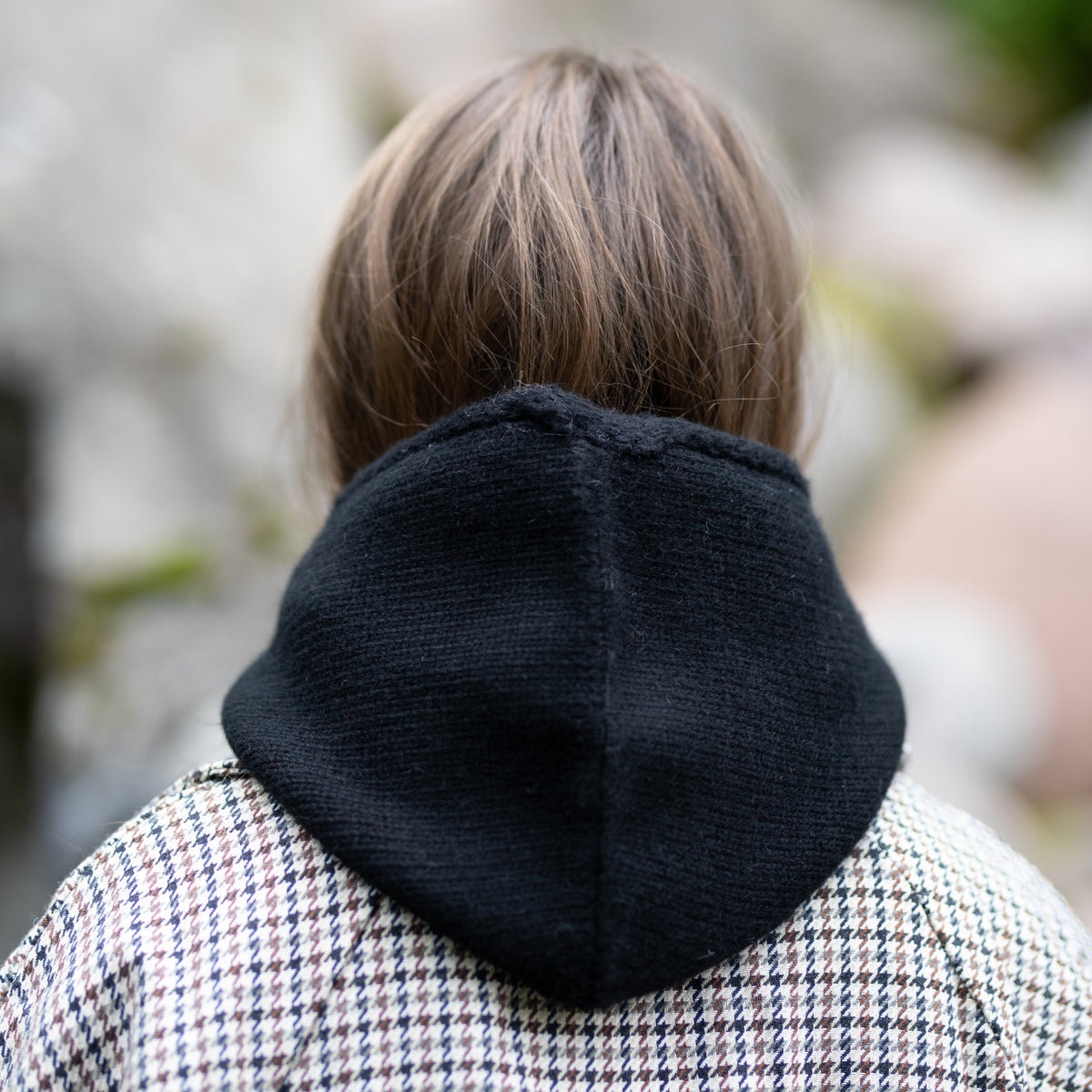 black Cashmere Winter Hooded Balaclava Hat for Women