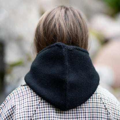 black Cashmere Winter Hooded Balaclava Hat for Women