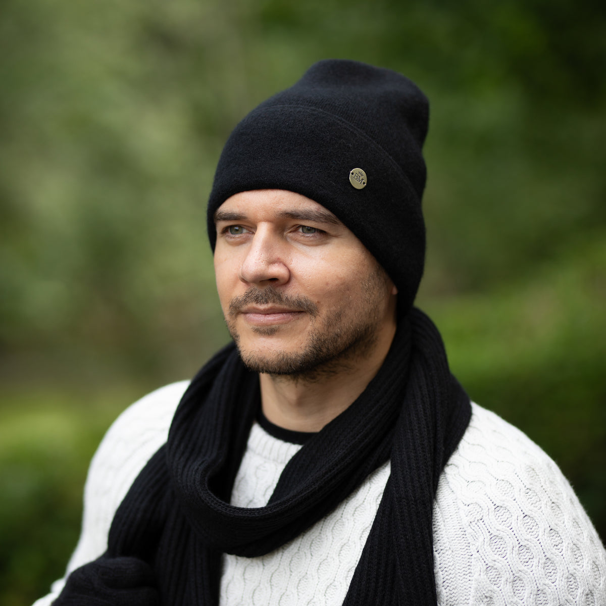 black 100% Mulberry Silk Lined Men’s Cashmere Hat