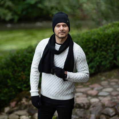 black 100% Mulberry Silk Lined Men’s Cashmere Hat