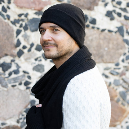 black Men’s Double-Layer Cashmere Beanie
