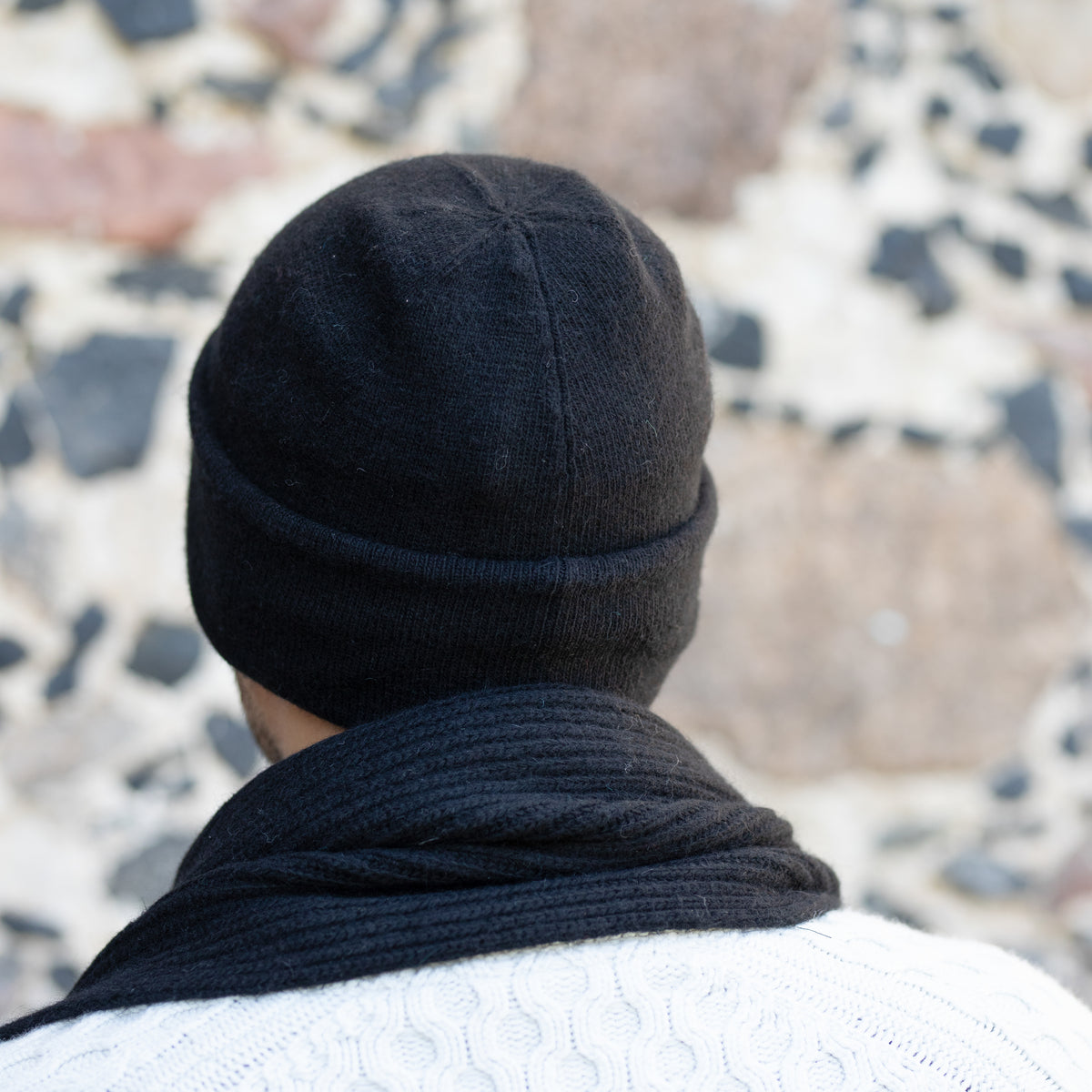 black Men’s Double-Layer Cashmere Beanie