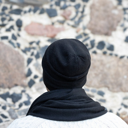 black Long & Wide Cashmere Scarf for Women & Men