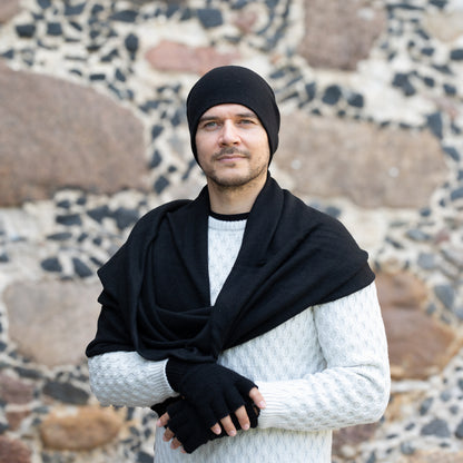 black Long & Wide Cashmere Scarf for Women & Men