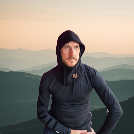 black Silk-Lined Cashmere Winter Hood Hat for Men – Soft Knit Balaclava Style, Warm Hooded Beanie, Cozy Head Cover, Luxury Gift for Him