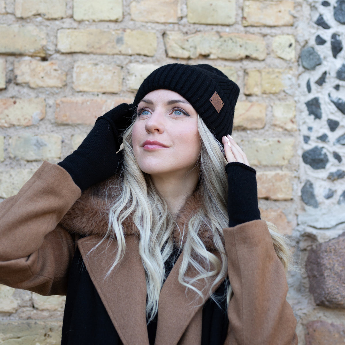 Women’s Cashmere 2-in-1 Gloves – Fingerless & Full Finger Winter Gloves, Soft Warm Knit Gloves, Gift for Her