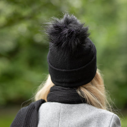 black Women’s Double-Layer Cashmere Beanie – 2-in-1 Style