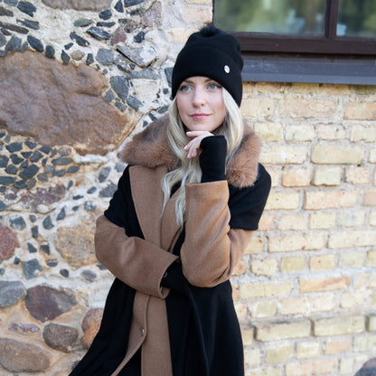 black 100% Mulberry Silk Lined Cashmere Hat