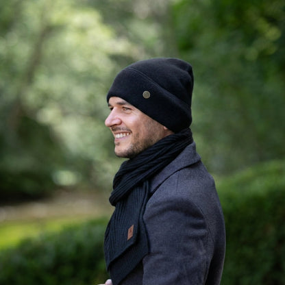 black 100% Mulberry Silk Lined Men’s Cashmere Hat