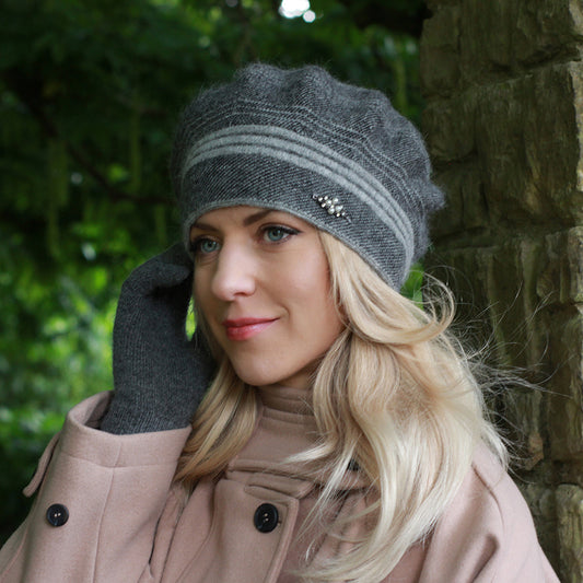 black Women’s Cashmere Blend Beret – Warm Double Layer Winter Hat, French Style, Cozy Gift for Her, Mum or Grandma