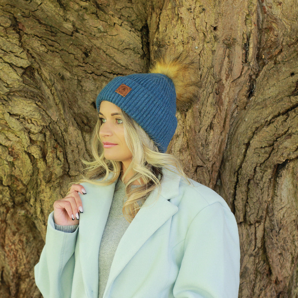 100% Pure Silk-Lined Cashmere Hat – Triple Layer Women’s Winter Beanie, Reduces Frizz, Faux Fur Pom Pom, Luxury Gift for Her