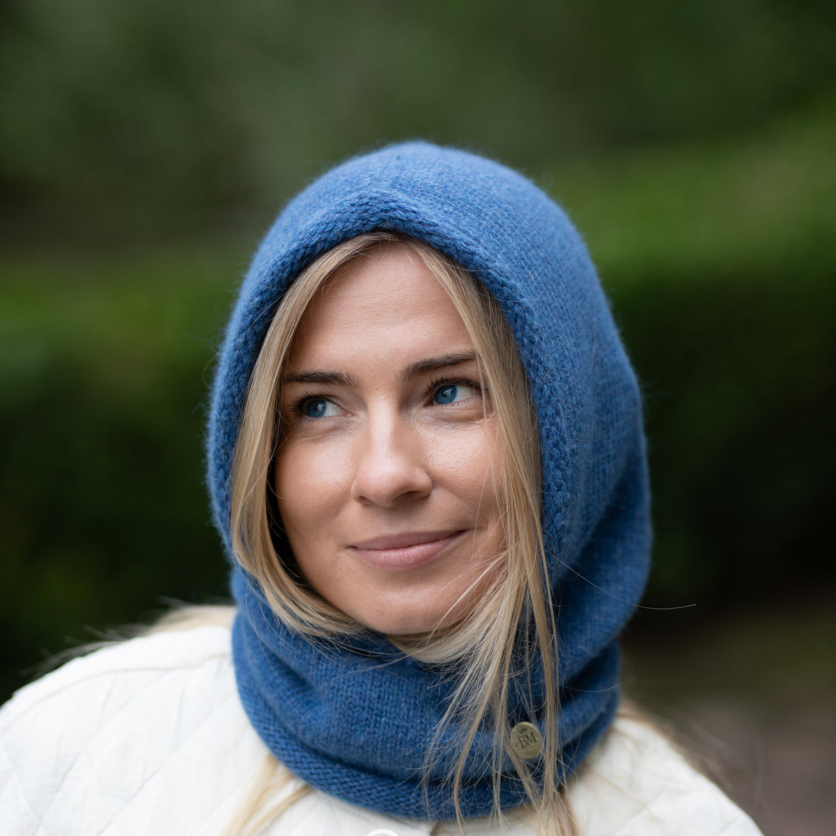 blue Cashmere Winter Hooded Balaclava Hat for Women