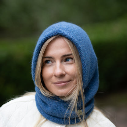 blue Cashmere Winter Hooded Balaclava Hat for Women