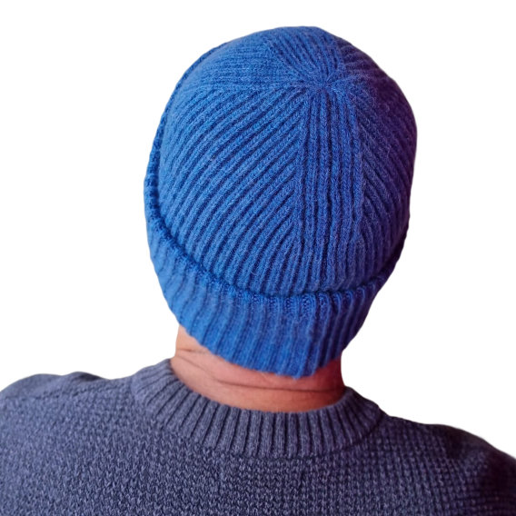 blue Silk-Lined Triple Layer Men’s Cashmere Hat – Hair-Friendly Winter Beanie, Cozy Gift for Him, Reduces Frizz & Breakage